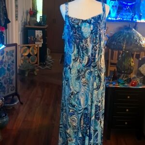 New Blue Paisley Maxi Dress By MSK Size XL